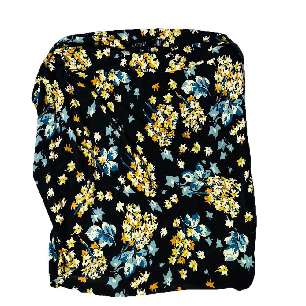 Ralph Lauren Womens Polo Floral Stretch Blouse Black Label Sz S Classic